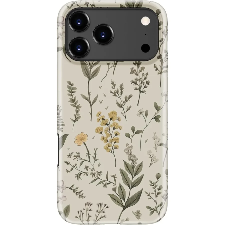 

Чехол с милым цветочным рисунком Whisper для iPhone 17 Pro Max, совместимость с беспроводной зарядкой — двухслойный твердый корпус и мягкий Sil