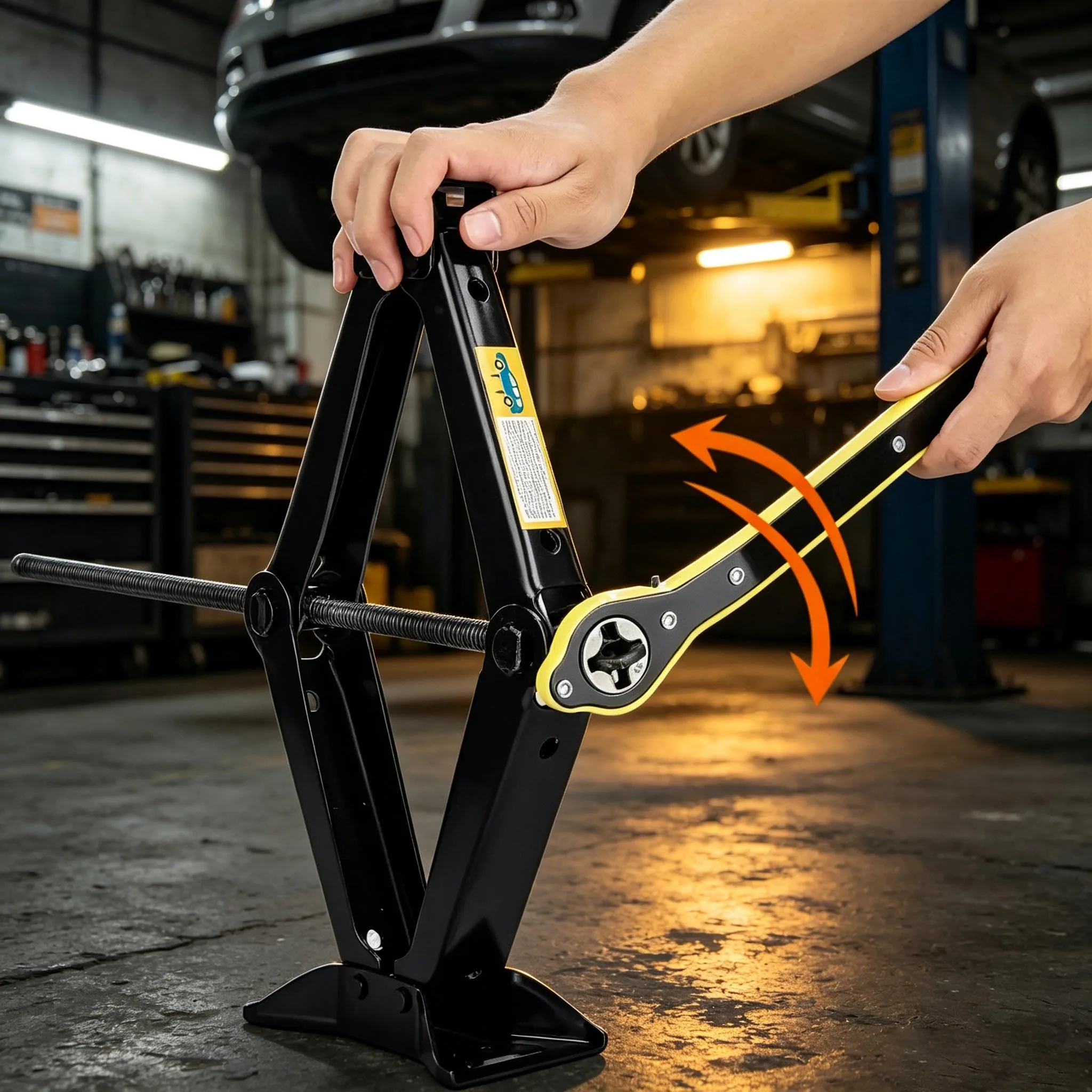Gato de coche manual plegable de 1.5T con llave de carraca que ahorra esfuerzo, herramienta de elevación para reparación automotriz y cambio de neumáticos de coche