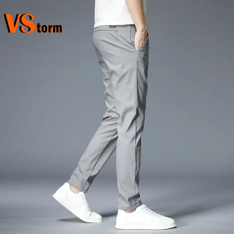 Open-backed pants Summer New Thin Casual Pants Men  Classic Style Fashion Business Slim Fit Straight Cotton Solid Color