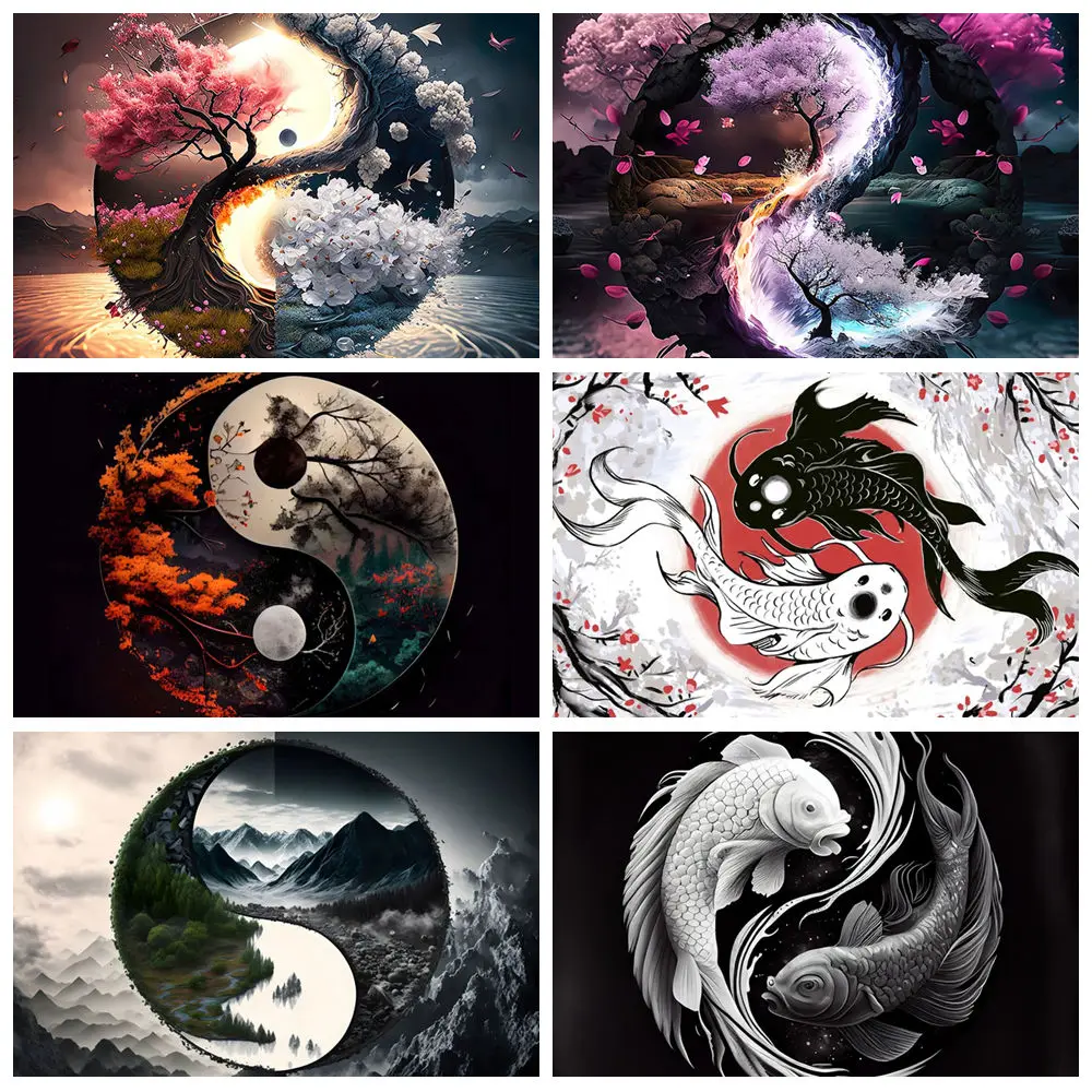 Yin Yang Baum 5D Diamant Malerei Tai Chi Landschaften Neue Kollektion Muster Set Diy Voller Diamanten Stickerei Mosaik Wohnkultur