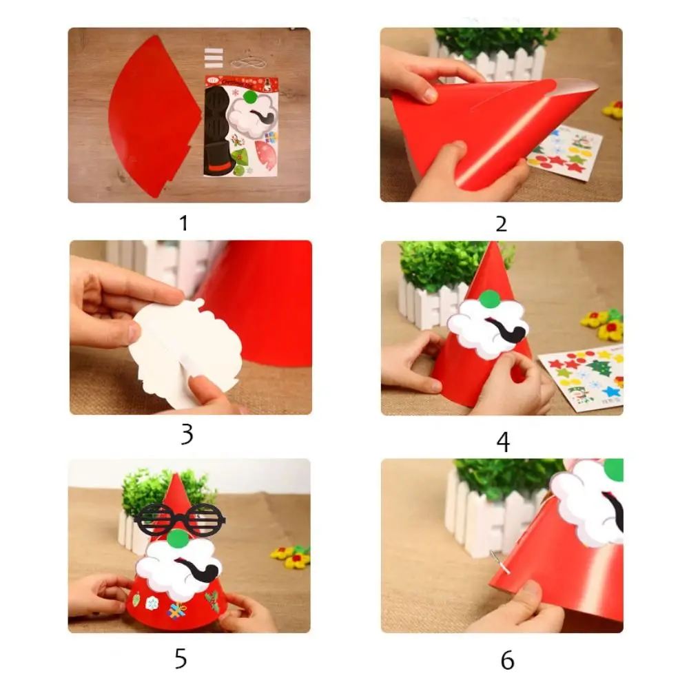 Paper Handmade Santa Hat Santa Claus Elk DIY Christmas Hat Toy Father Christmas Kriss Kringle Kriss Kringle Hat Christmas