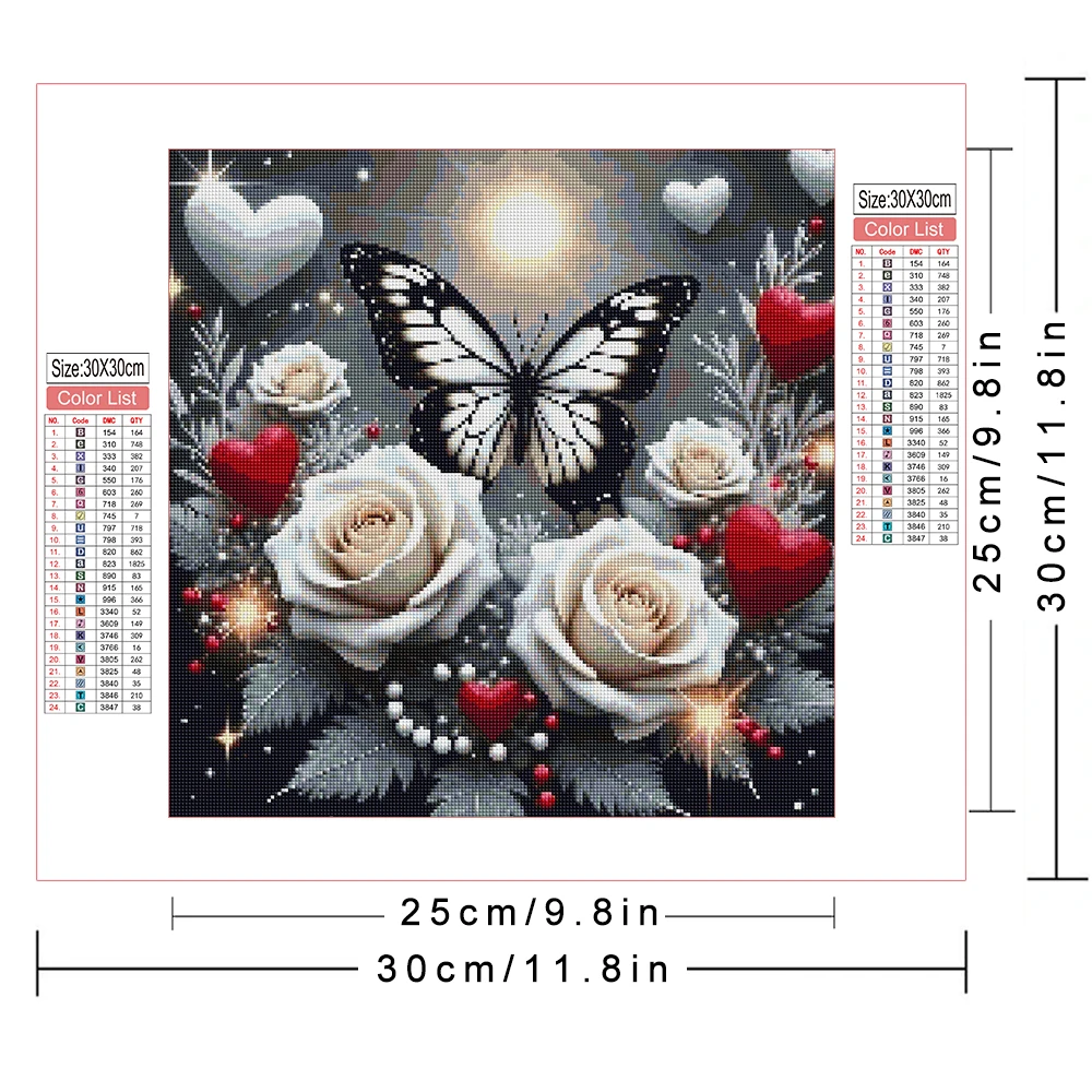 1pc frameless   Diamond Mosaic Butterfly Flower Animal Cross Stitch Diamond Painting 5d Rose Floral Square Round Drill Home Deco view 2