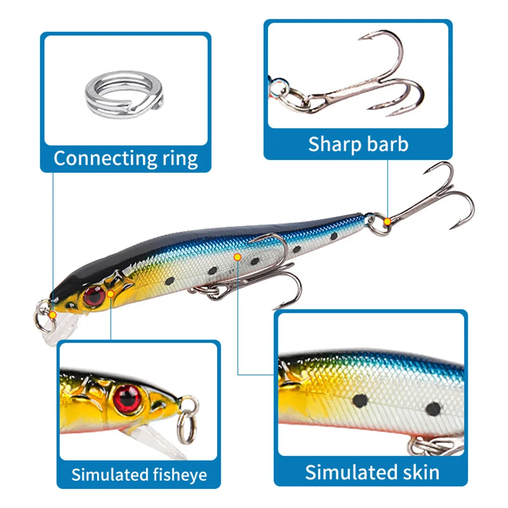 1Pcs Minnow Fishing Lure 6g 10.7cm Floating Trolling Wobblers  High Quality Artificial Hard Bait Isca Leurre Bass Pike Tackle