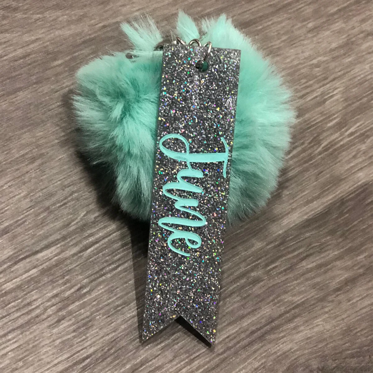 Named keychain, personalized gift, wallet tag, plush ball keychain