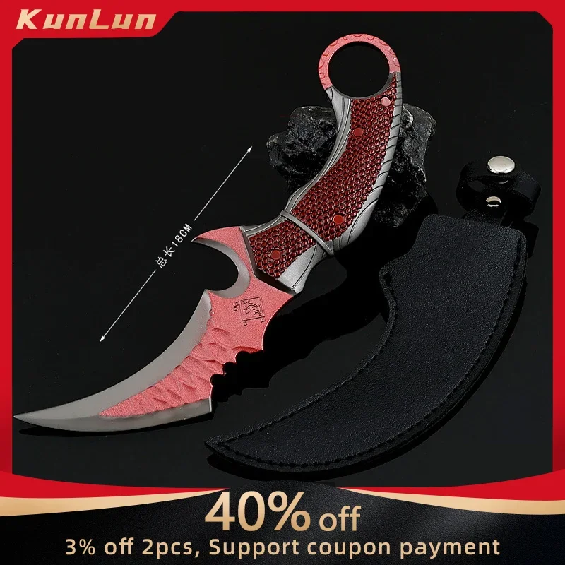 18cm Red Owl Claw Knife with Holster Alloy Model Game Delta Action Karambit Peripherals Outdoor Training Knives Safety Toys Boys