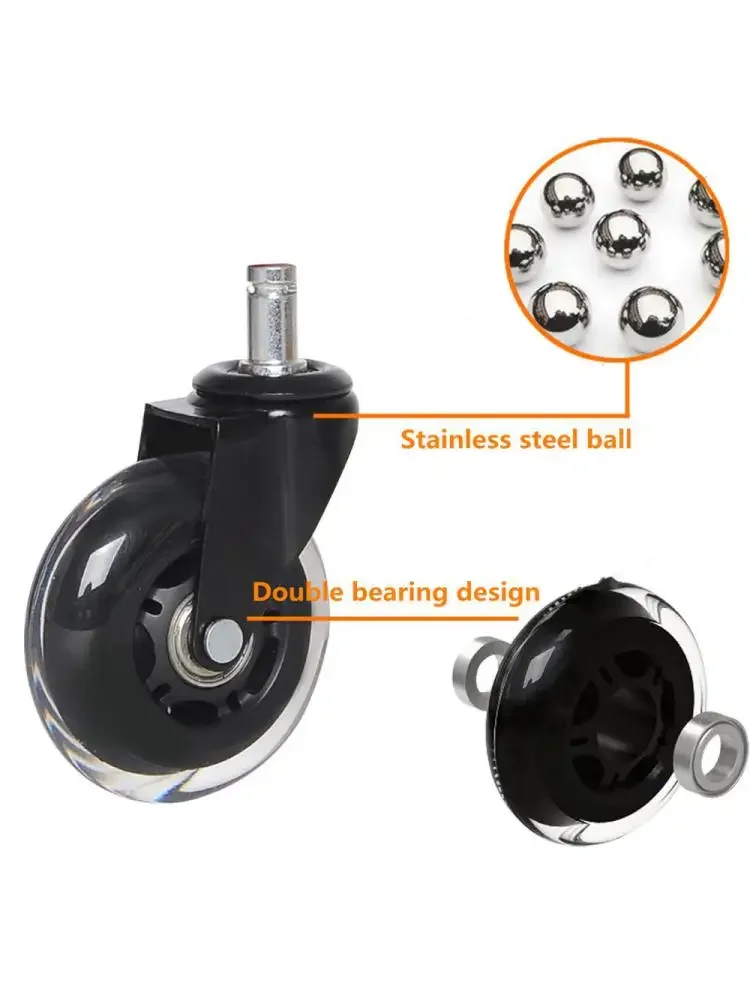 Imagem -06 - Cadeira de Escritório Tamanhos 2.5 Sementes M10 M11 Rodas Universais pu Rolamento Forte Roda Transparente Preta