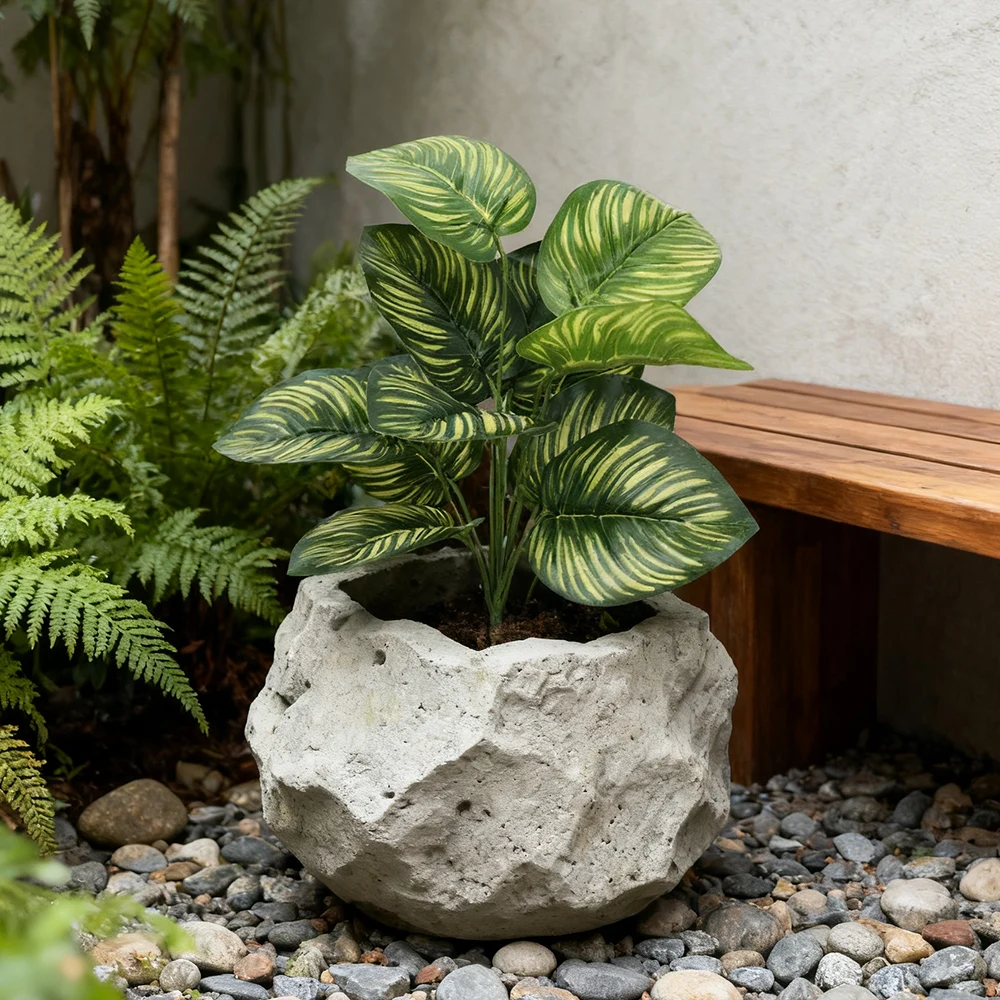 40 cm künstlicher Palme, gefälschte Monstera-Pflanzen, tropisches Kunststoffblatt ohne Topf, falscher Pflanzenstrauß für Zuhause, Garten, Party-Dekoration – Detail 1