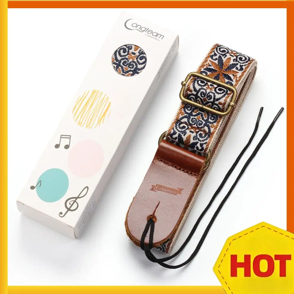 

Разноцветный ремешок для гавайской гитары с вышивкой, тканый гитарный ремень, регулируемый этнический стиль для классической гитары, мандолины, банджо