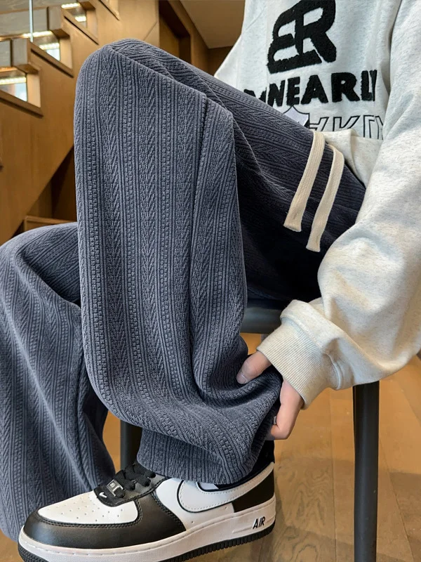 

Men's Casual Wide Leg Straight Leg Pants Spring 2026 Loose Fit Large Size Heavyweight Sweatpants Barley Pattern