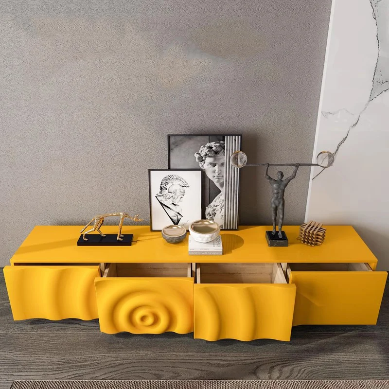 Mueble para TV Moderno de Lujo con Acabado Brillante y Madera, Mueble de Pie de Alta Gama para el Hogar, Per La Casa
