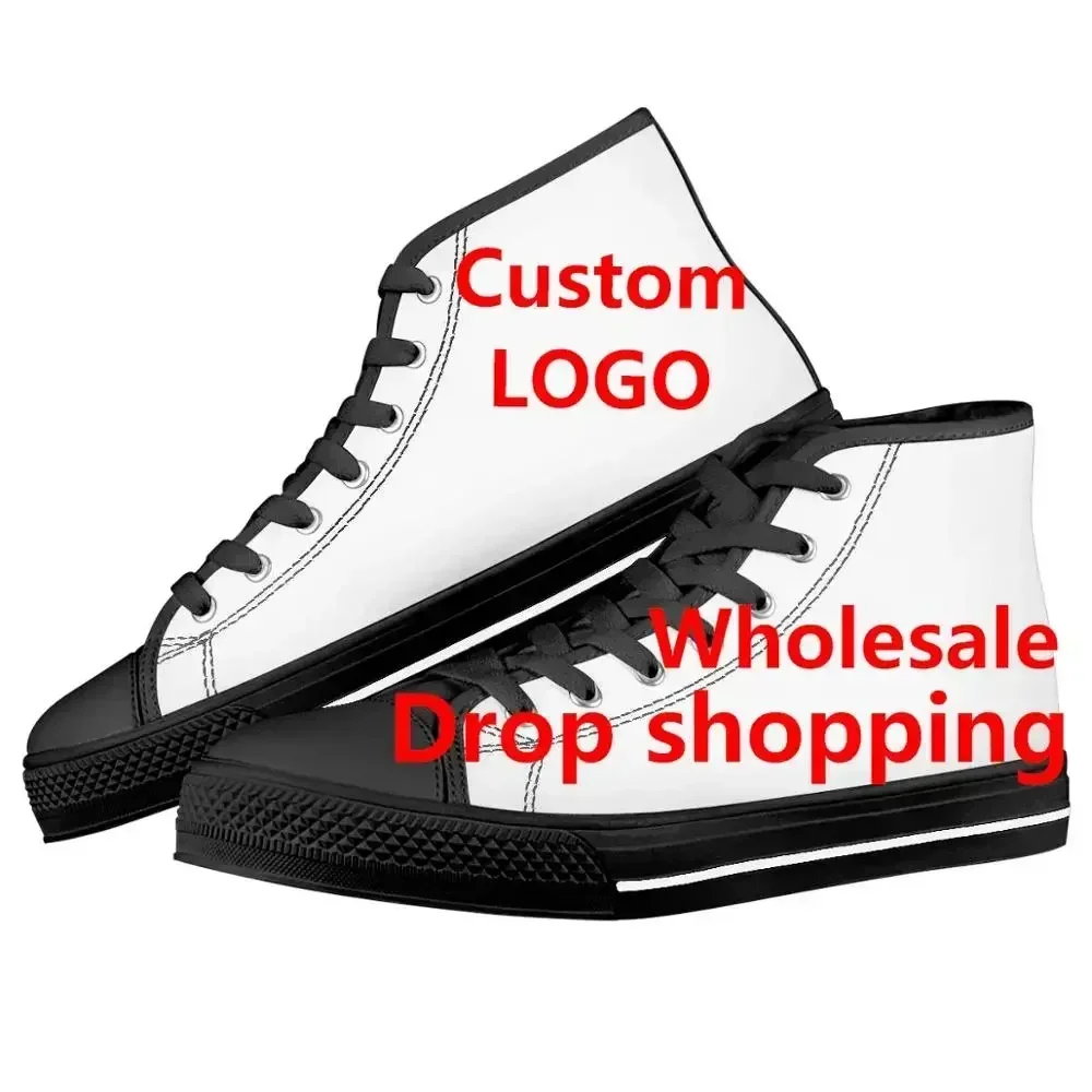 

Vulcanize Shoes Women Casual Flats Shoes Cute Pet Dog Print Lace Up High Top Canvas Shoes Border Collie Sneakers