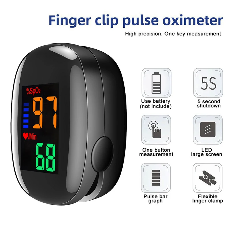 Fingertip Pulse Oximeter Portable 4 Color Blood Oxygen Saturation Monitor LED Display Fingertip Oximeter Testing SPO2