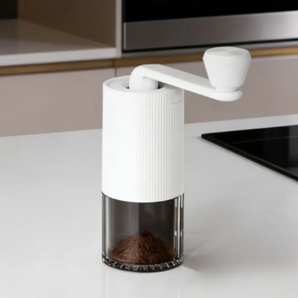 Portable Manual Coffee Grinder with Adjustable Burr - For Espresso Press Moka 16.5x14cm Clear Stainless Steel ABS