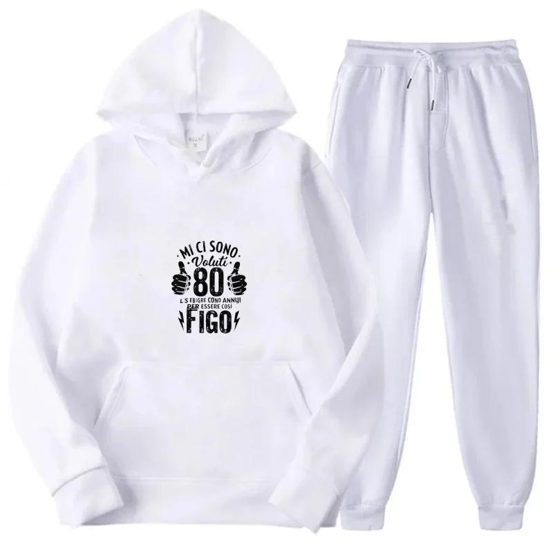 Picture 4: Gray Hoodie Set Printed Pattern And Text 80 Years Old Figo