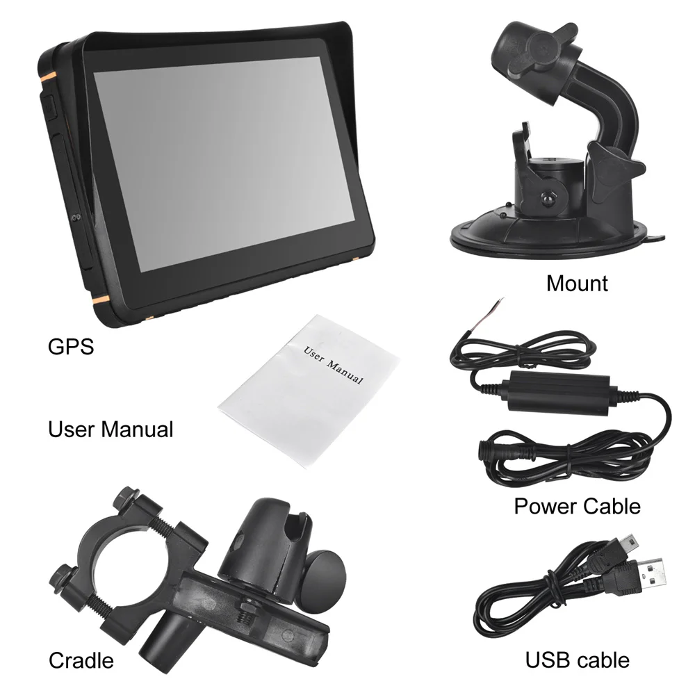 7 Inch Touch Motorcycle GPS Navigation Portable Motorcycle Special Navigator Support CarPlay / Android Auto IPX76 Waterproof