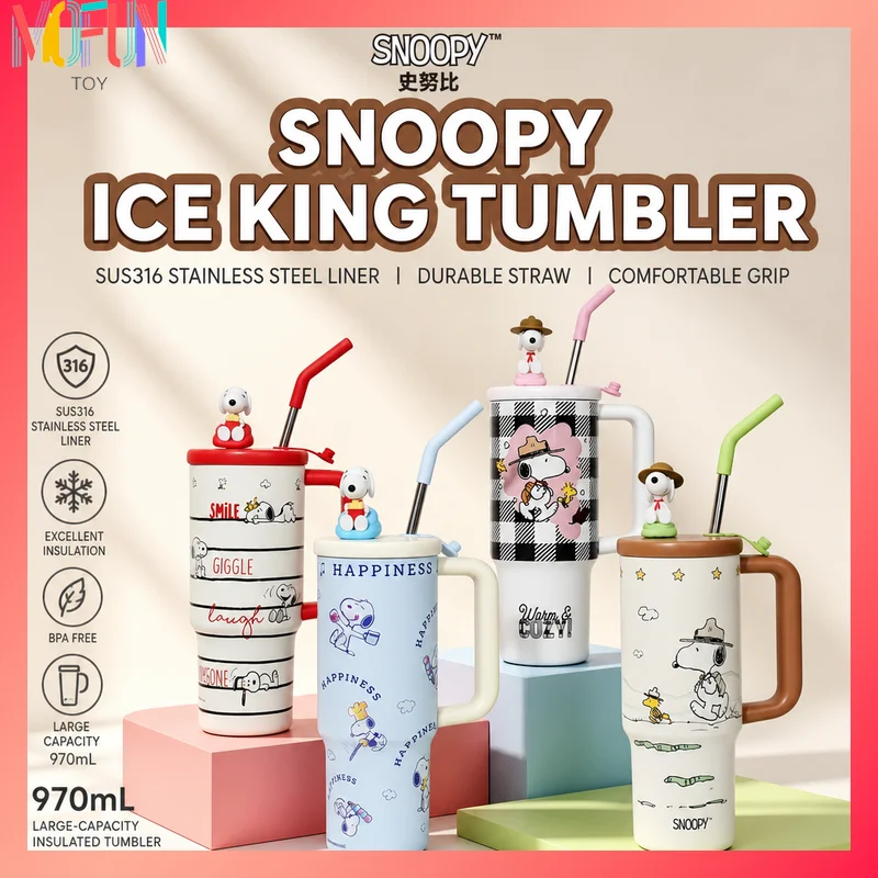 Snoopy 316 Stainless Steel Tumbler Large Capacity Insulated Straw Cup Portable Car Water Mug For Adults
