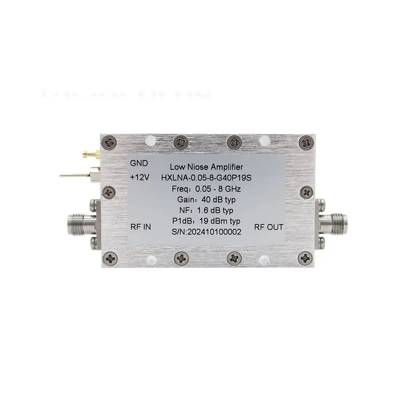 

Wishcolor HXLNA-0.05-8-G40P19S 50МГц-8ГГц 40дБ малошумящий усилитель 0.05-8ГГц LNA с разъемами SMA-F (гнездо)