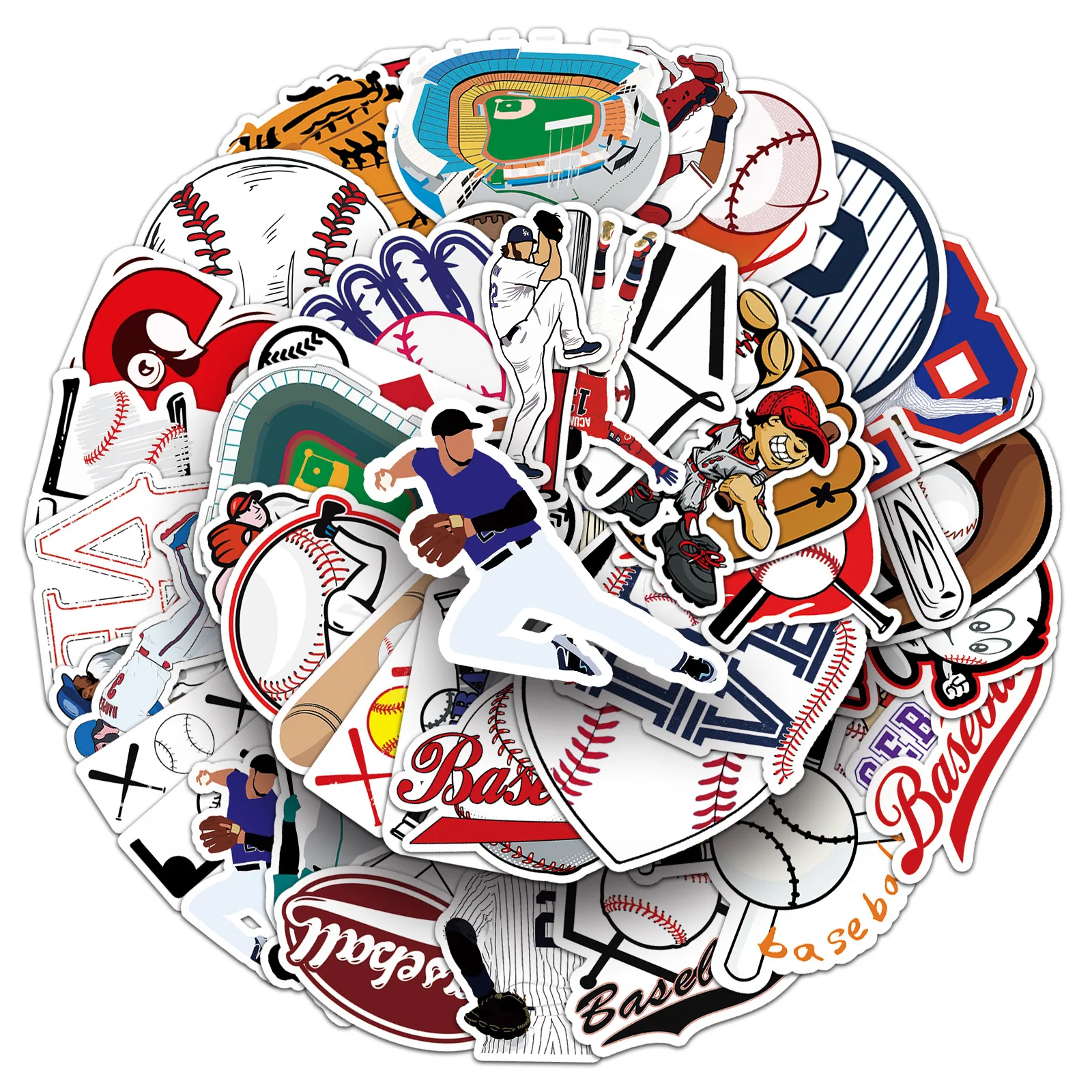 50PCS Sports Theme Vintage Baseball Stickers,Retro Neon Graffiti Waterproof Decals for Laptop Skateboard Motorcycle Suitcase Cup