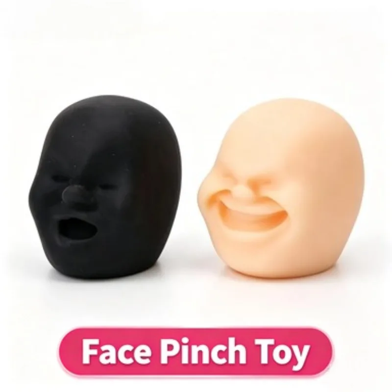 2 Colors Funny Face Squishy Soft TPR Fidget Toy Deformable Human Face Stress Relief Play Gift for Office And Kids Desktop