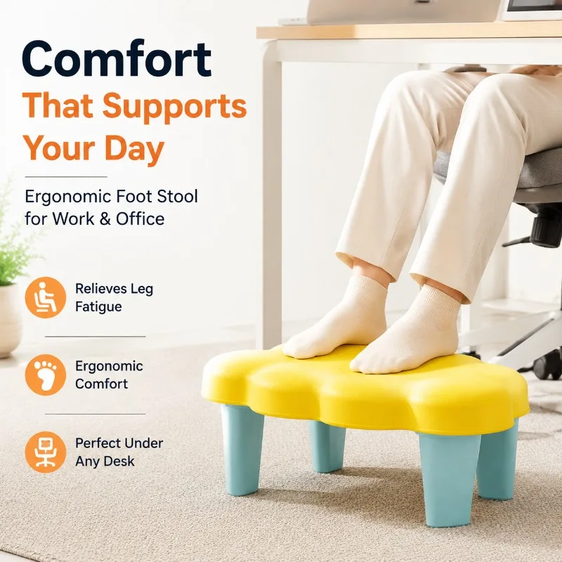 Foot Stool for Office, Under Desk Foot Rest Ottoman for Sitting, Footrest for Desk, Ergonomic Foot Stool for Work