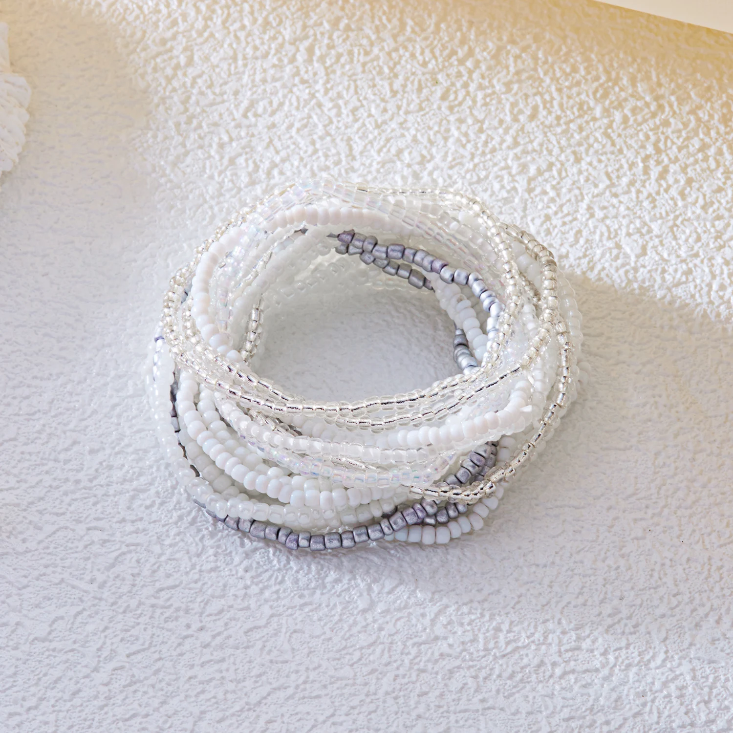 Böhmische Stapelbare Perlen-Stretch-Armbänder für Frauen Zufällige Farbmischung Elastische Reisperlen-Armbänder Sommer-Strandschmuck – Detail 6