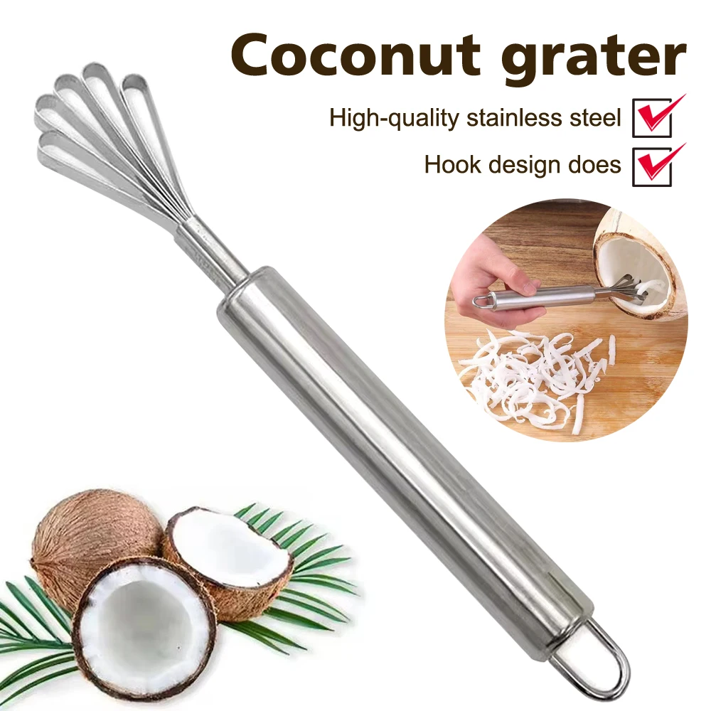 

Ручная нержавеющая сталь измельченный кокосовый скребок нож домашняя кокосовая терка соскабливание кокосовый скребок для мяса строгание фруктов