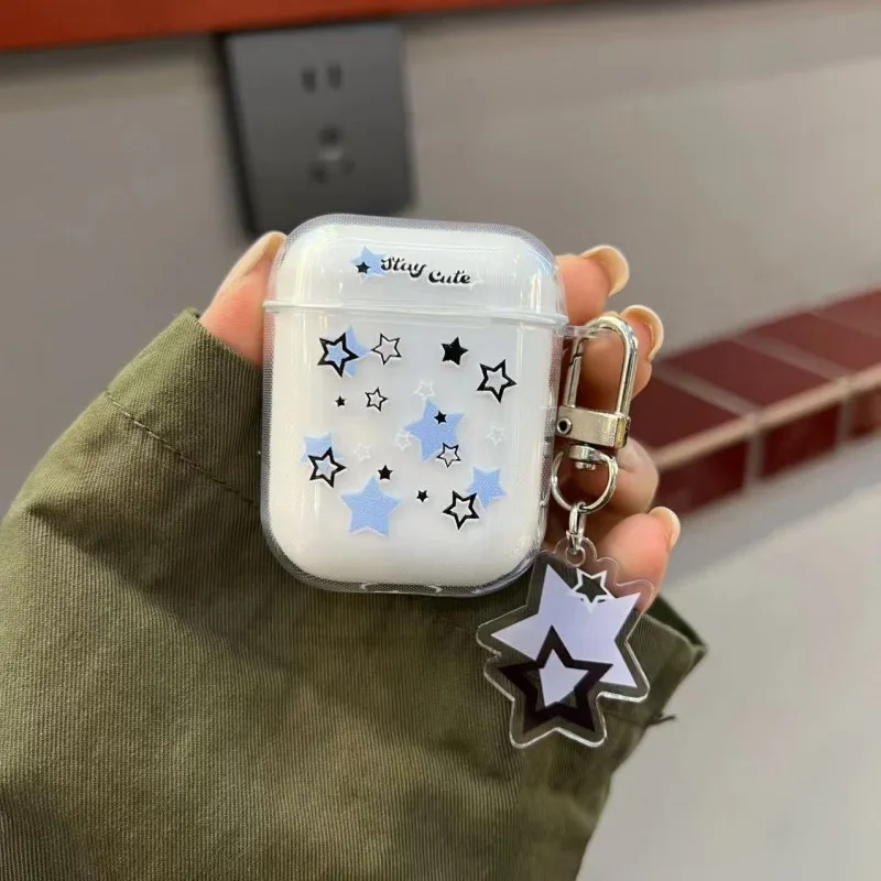 Custodia per auricolari a stella colorata di moda per AirPods Pro 2a custodia per AirPod 1 2 3 custodia protettiva in TPU morbido con portachiavi