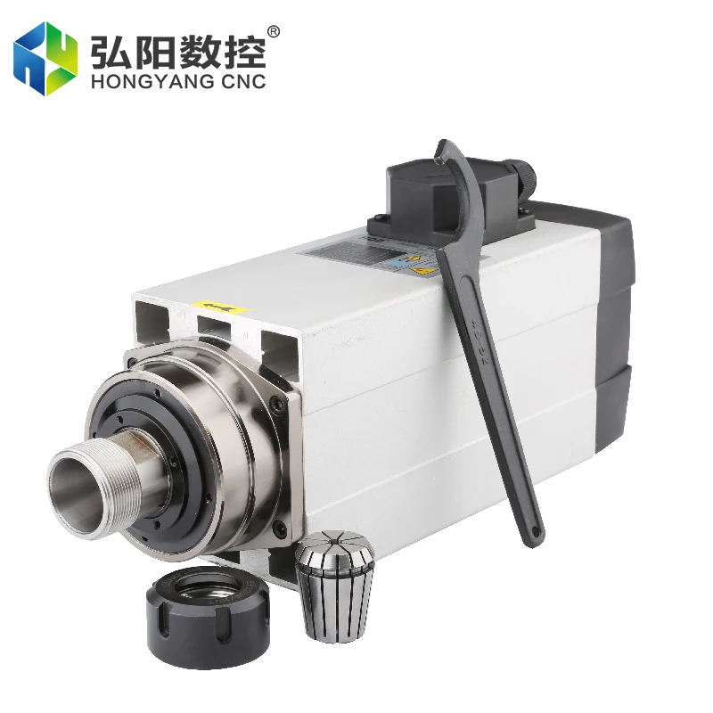 6.0KW CNC Square Air Cooled Spindle Motor ER32 Collet 4 Bearings 220V 380V Milling Spindle For CNC Carving Woodworking Router