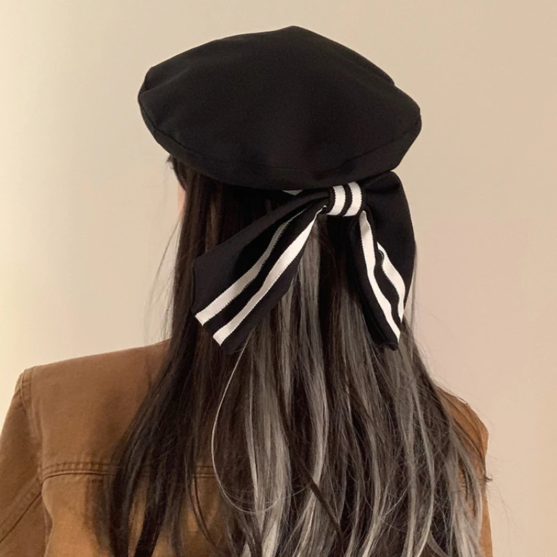 2022 Japanese New Fashion Cotton Beret Caps for Women Bow Sailor Cap Jk Boinas Para Mujer Goros Caliente Para Mujer