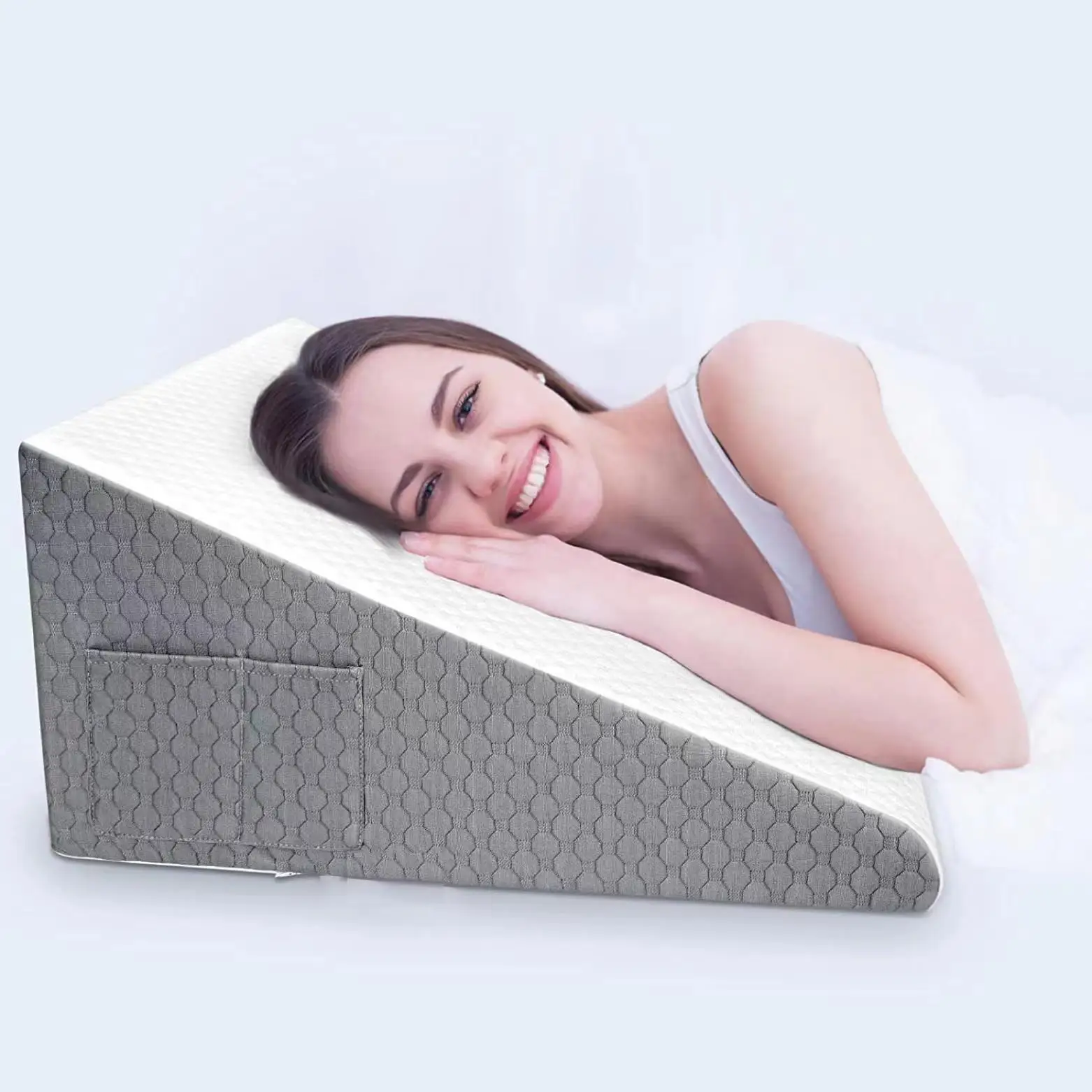 Wedge Pillow for Sleeping Acid Reflux After Surgery Triangle Elevated Pillow for Bedside Dormitory Office Air Layer Memory Foam