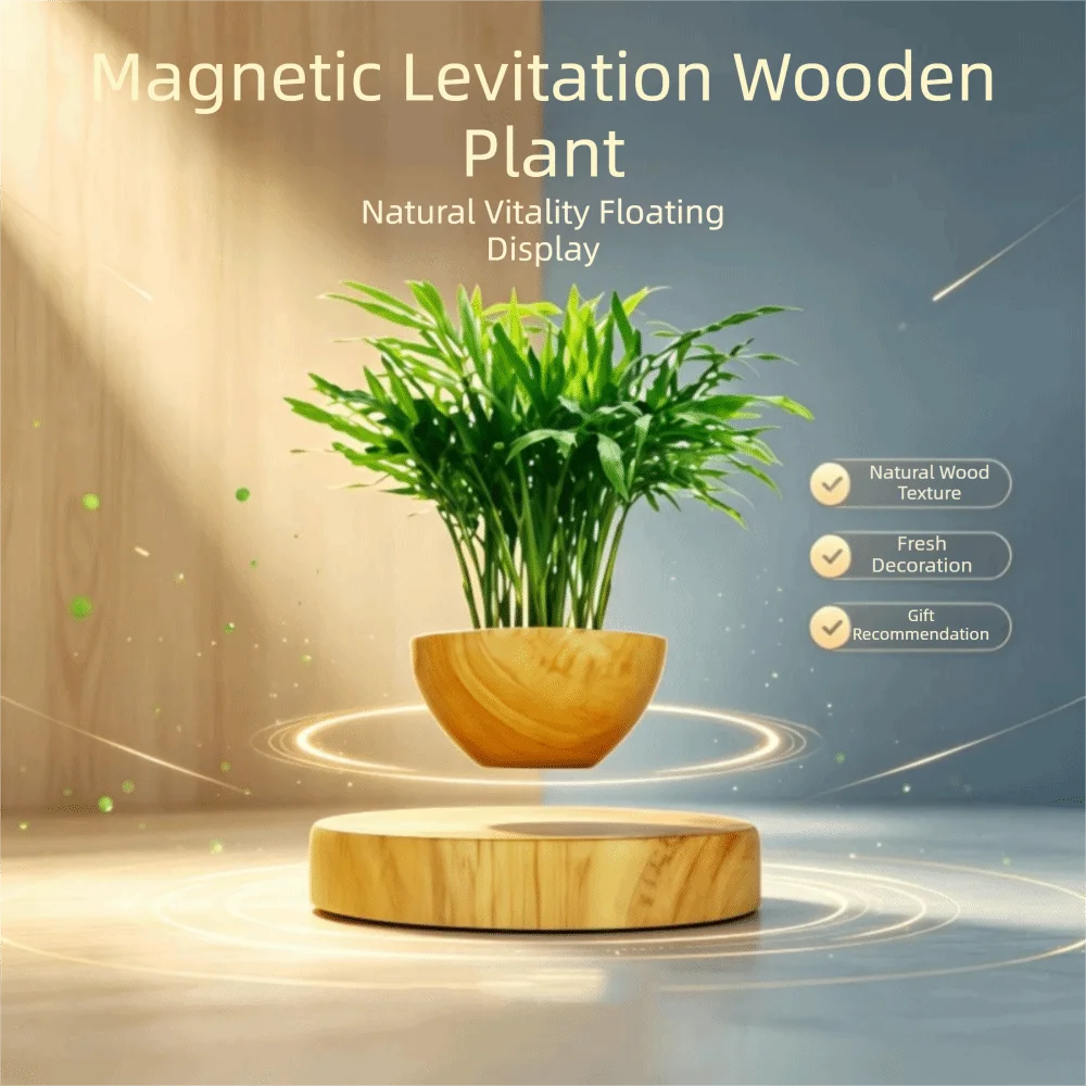 Gift Rotating Moon Lamp LED Wooden Base Magnetic Lamp Magnetic Floating 3D Print Levitating Lamp Home Decor