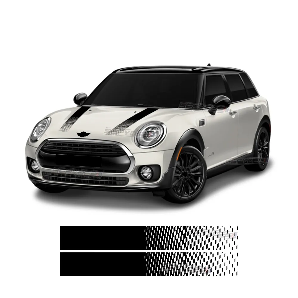 

2Pcs Car Bonnet Stripes Sticker Hood Engine Cover Decal For MINI Clubman R55 JCW 2006 - 2015 Car Accessories