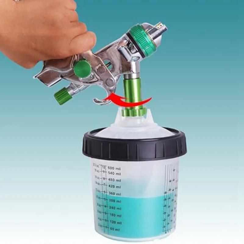 Juego de vasos mezcladores de pulverizador de pintura desechable para pistola de pintura automotriz, Kit de pistola de pintura en aerosol HVLP de 20 onzas (600Ml)