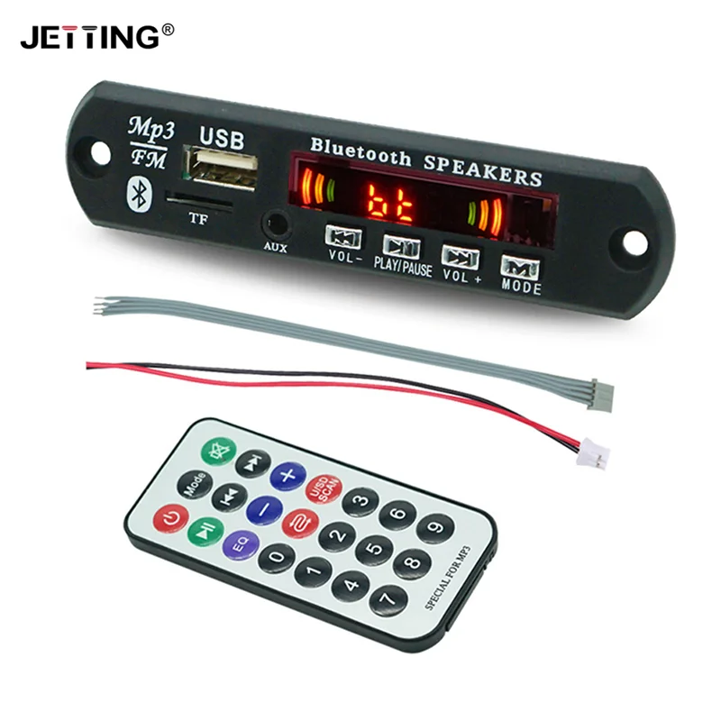 Leitor de MP3 sem fio com controle remoto, Bluetooth, WMA, Decodificador Board, Car Audio, USB, TF, Rádio FM, Módulo de tela colorida, 5.0, 9V-12V