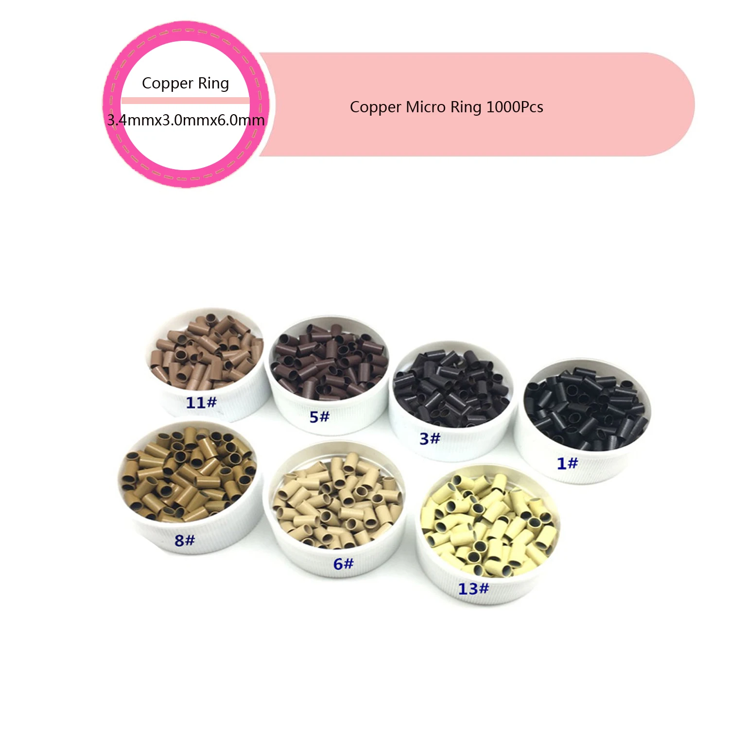 

Micro Beads 3.4x3.0x6.0mm Copper Micro Beads 500Units Hair Extensions Micro Ring Copper Bead Hair Extension Beads Rings For Hair