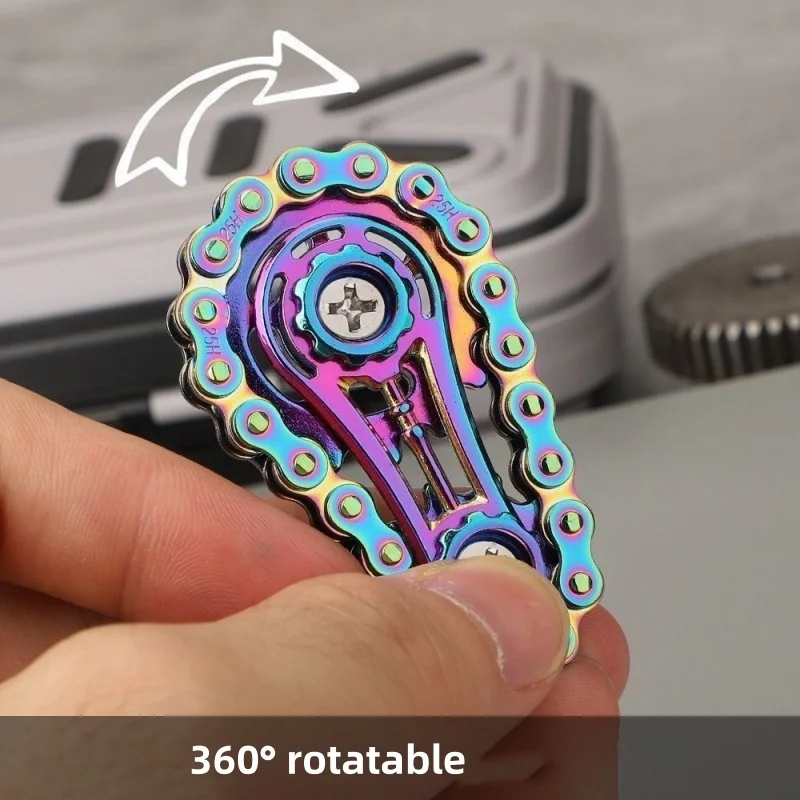 Fidget corrente de metal mão spinner corrente engrenagem edc anti estresse alívio ansiedade brinquedos foco ferramenta tdah escritório alívio do estresse brinquedos