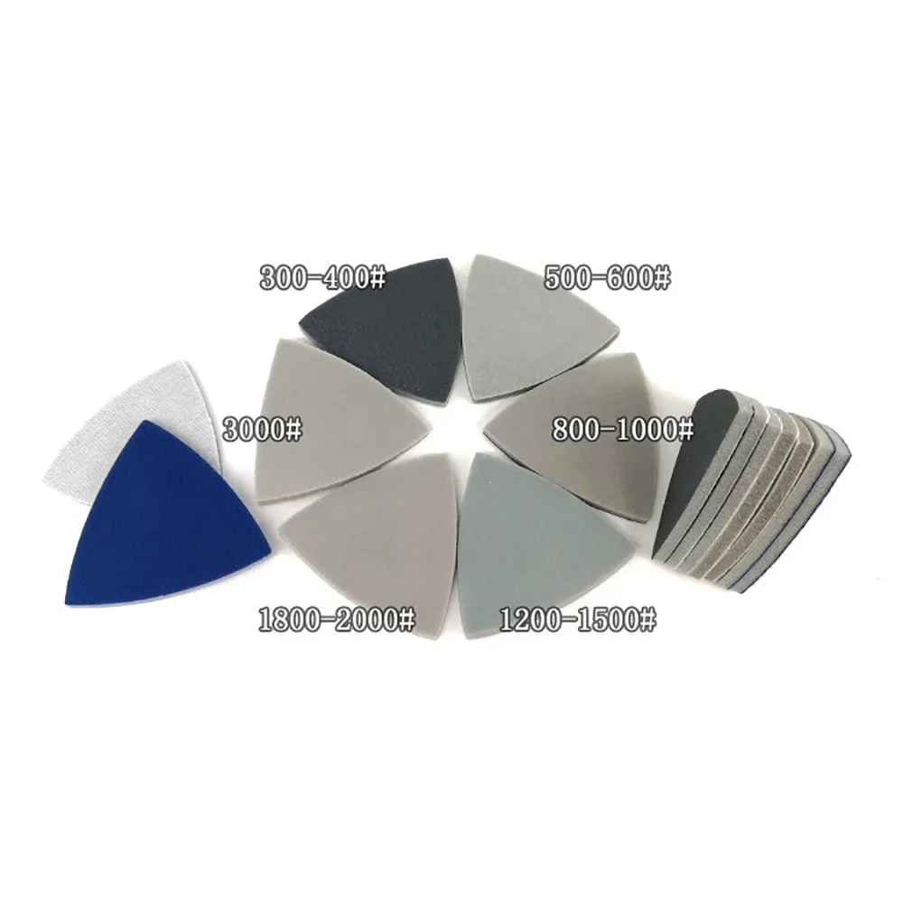2~50Pcs 80mm Triangle Sponge Sanding Discs Mouse Abrasive Polishing Pads 300#-3000# Grit