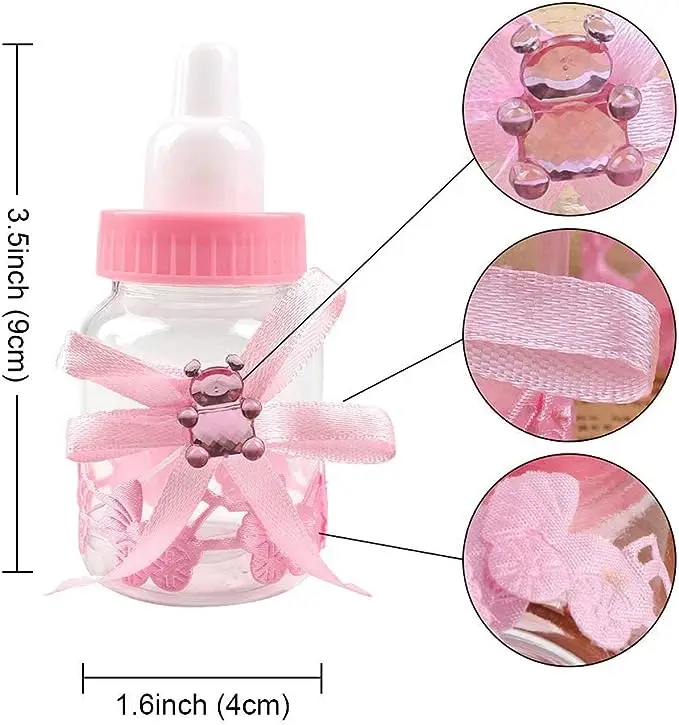 Boys Girls Plastic Cute Sweet Bottle Newborn Birthday Mini Feeder Style Filling Candy Box Party Favour Baby Shower Reusable