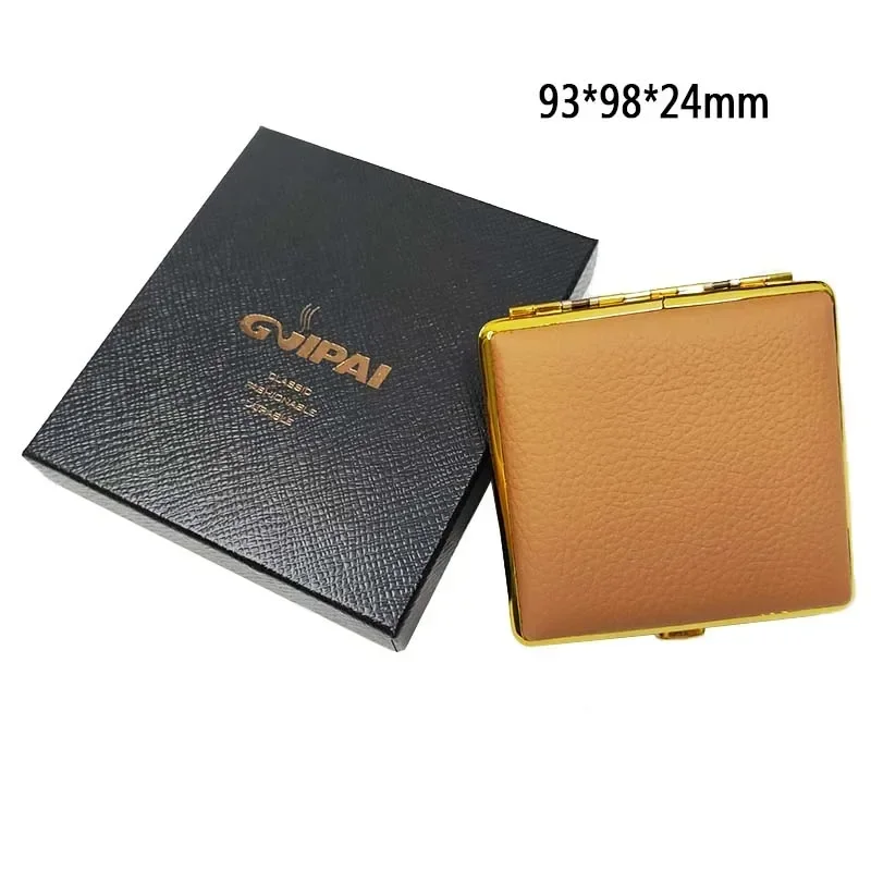 Metal Iron Clip Cigarette Case Creative Cigarette Box, High-grade Leather Classic Business Gift, 20 Pieces Tobacco Case