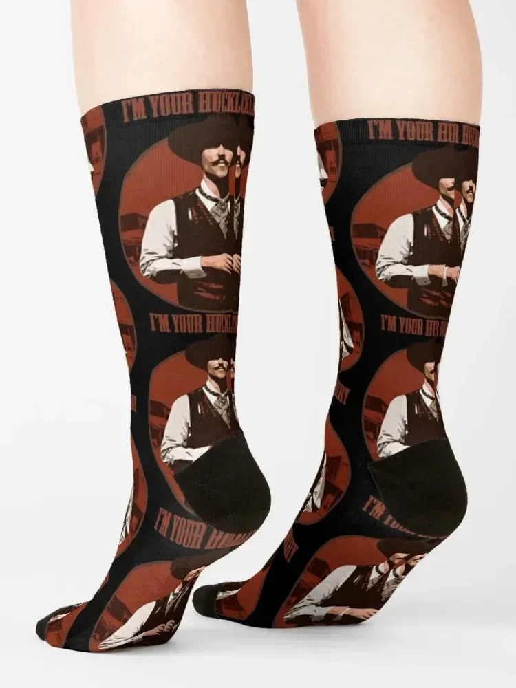 Tombstone T-ShirtI'm Your Huckleberry Socks Novelties snow winter Toe sports Women Socks Men's