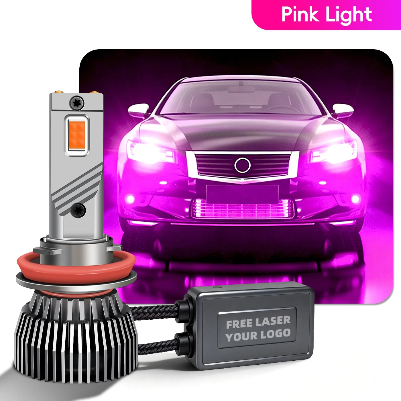 

HB3 HB4 HIR2 H27 H10 LED Headlight Bulbs 9005 9006 9012 130W Pink Purple Light Fog Lamp