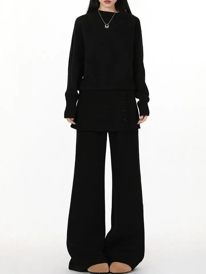 

Широкие брюки Bla для женщин: повседневные, свободные, многослойные, весна-осень, с высокой талией, расклешенные, в американском стиле, однотонные, простые