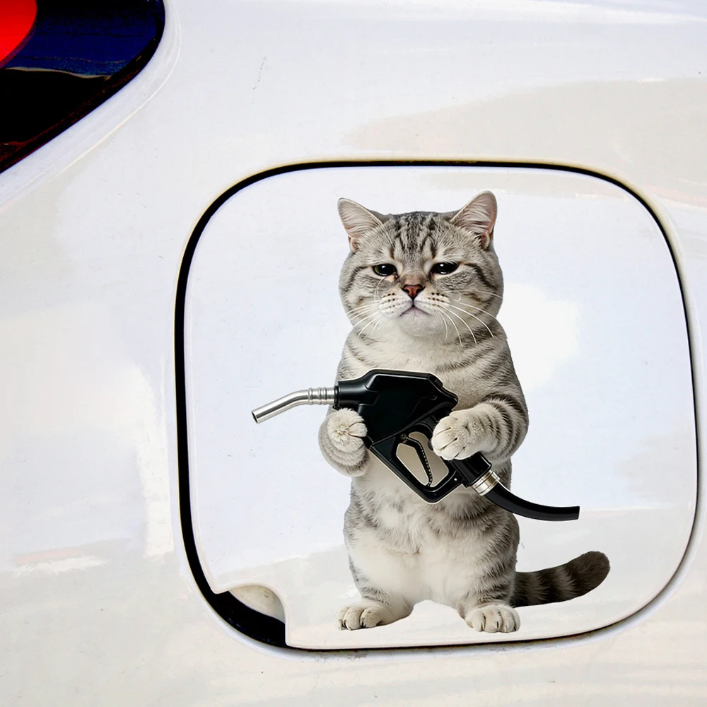 1 Stück kreativer und lustiger Autoaufkleber mit Heilungsmotiv, mit weinenden Emo-Katzen, Waschbären und Mäusen – kann auf Tankdeckeln und Karosseriedekorationen verwendet werden – wasserfest, einfach anzubringen, hint – Detail 7