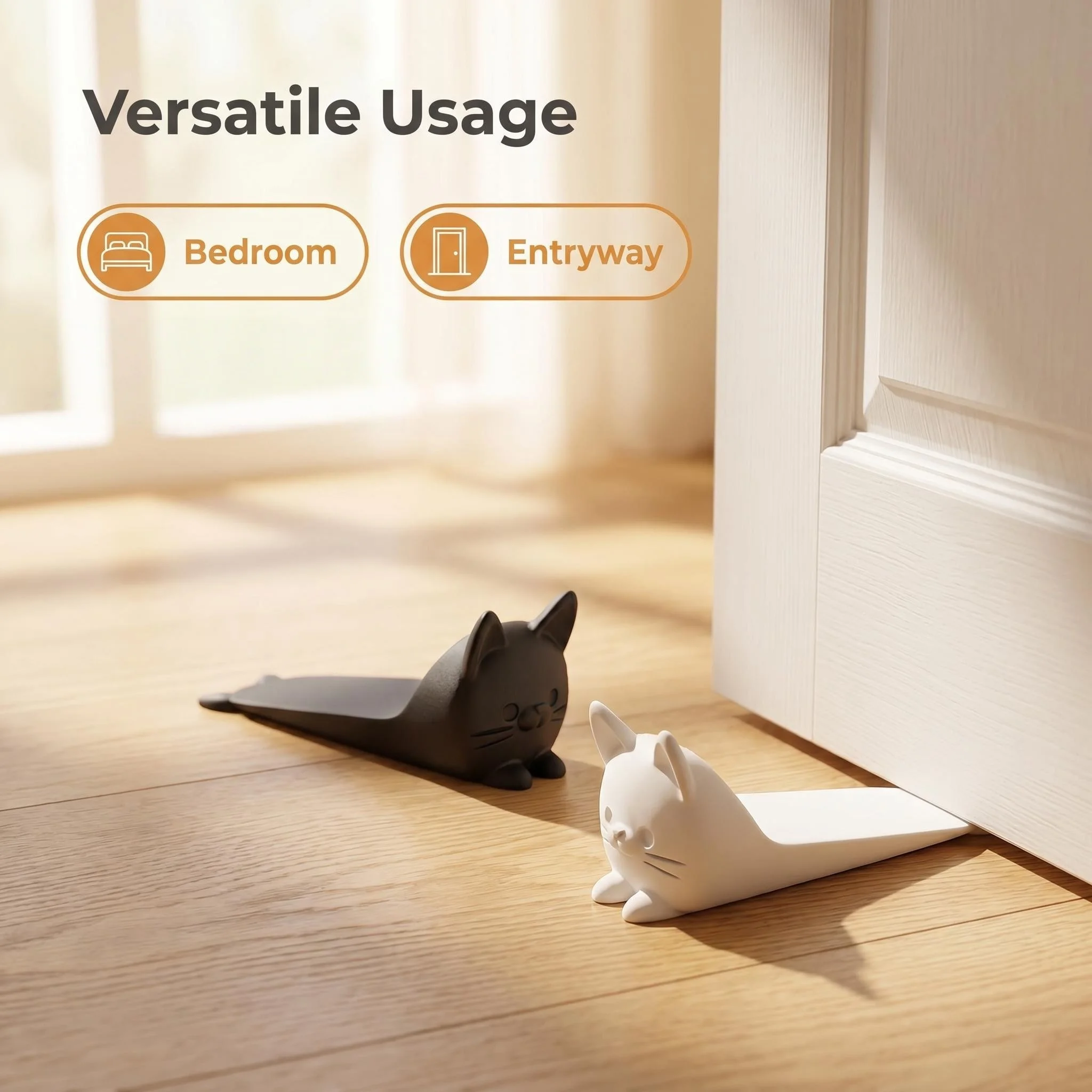 Cute Cat Door Stopper, Heavy Duty Anti-slip Wedge, Prevent Slamming Scratches, Gift For Pet Lovers