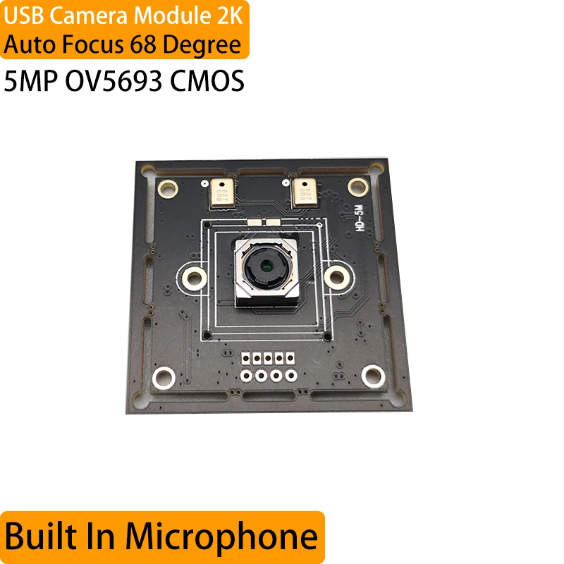 Moduł kamery 5MP 2K CMOS OV5693 z cyfrowym mikrofonem automatyczne ustawianie ostrości moduł kamery USB 68 stopni do monitorowania maszyn przemysłowych