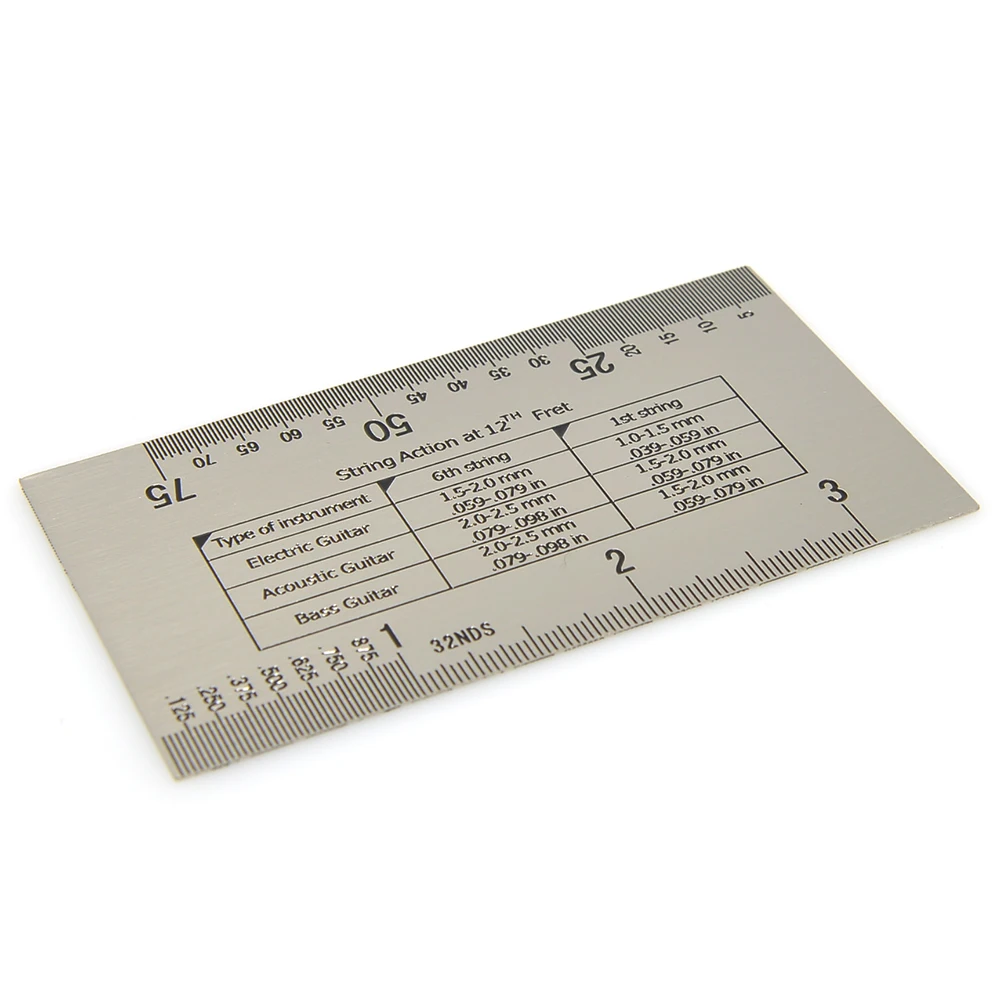 Edelstahl Saitenlineal String Action Gauge Lineal für Gitarre Bass Silber – Detail 4