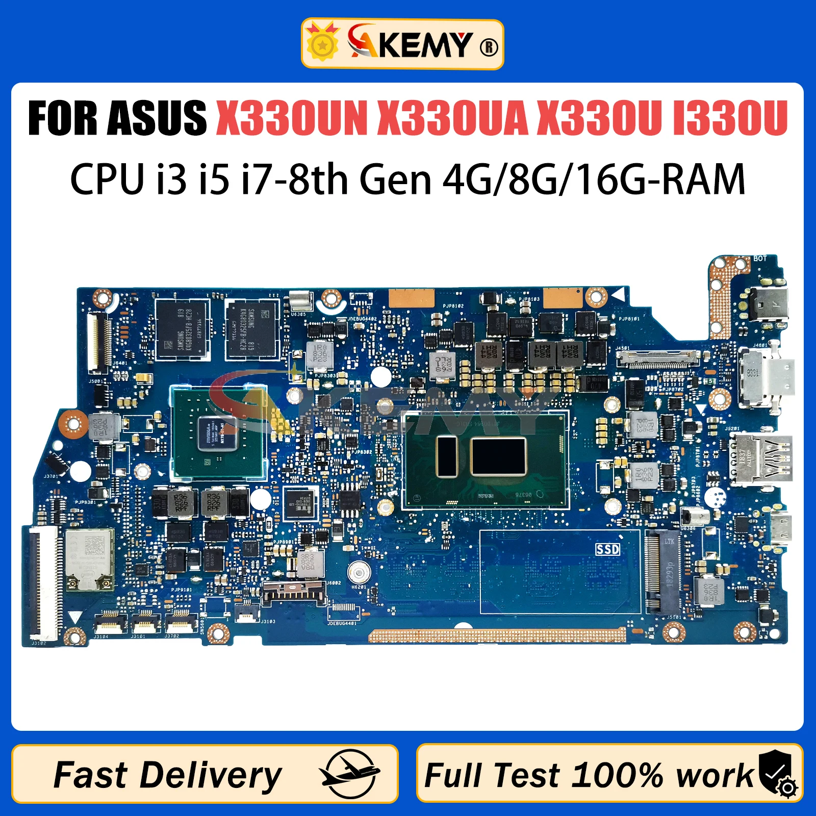 

Материнская плата ноутбука AKMEY X330UN Материнская плата ASUS X330UA X330U I330U K330U R330U V330U S330U с I3 I5 I7 4 ГБ/8GB-RAM UMA/V2G