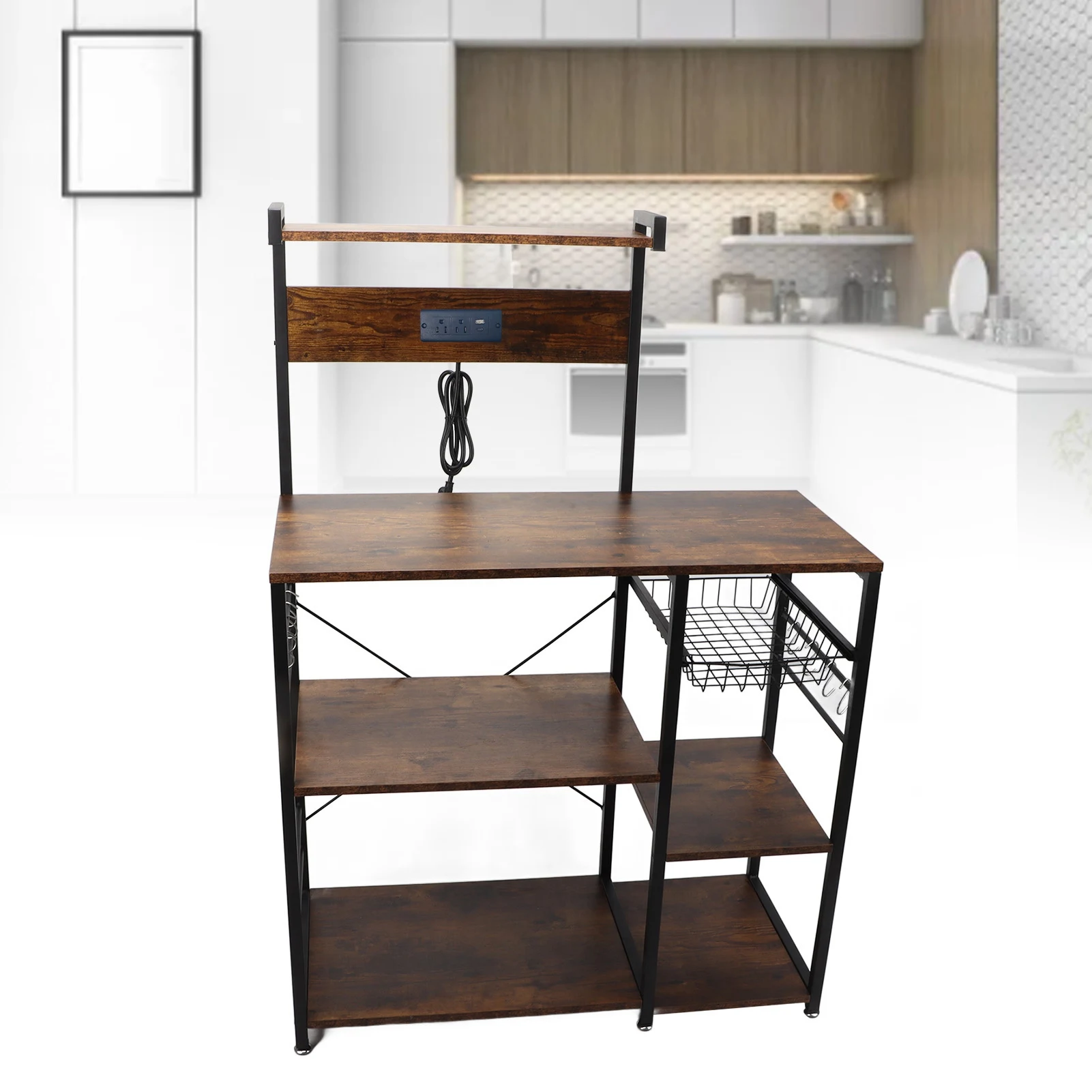 

Kitchen Utility Storage Shelf Microwave Oven Stand Coffee Bar Station Rust Resistant Strong Load Bearing Multi Tier for Spices