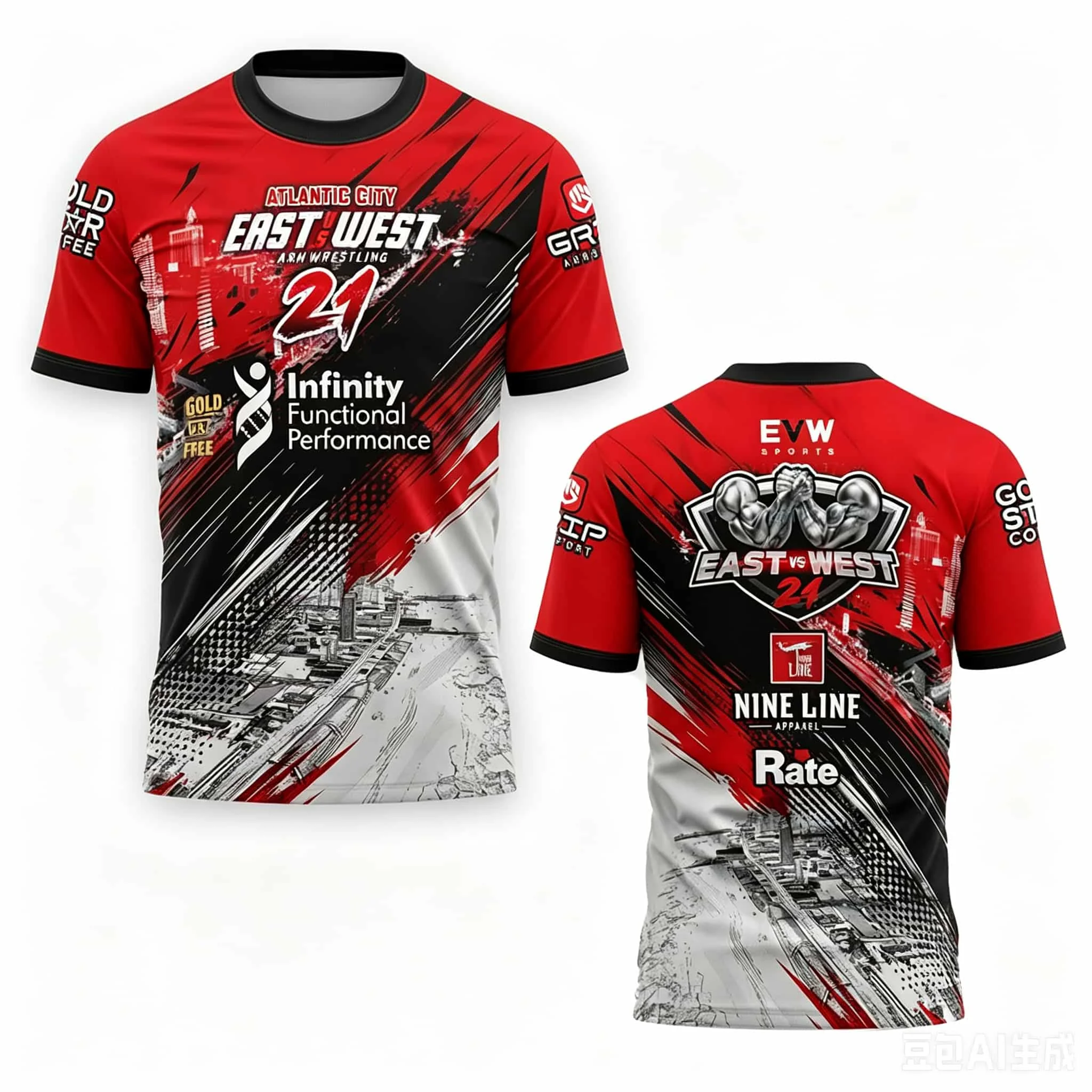 2026 East-West-Serie (Modelle 17-25) Armwrestling-T-Shirts – Atmungsaktive, schnelltrocknende Sport-T-Shirts für Herren & Damen, passend für die ganze Familie – Detail 10