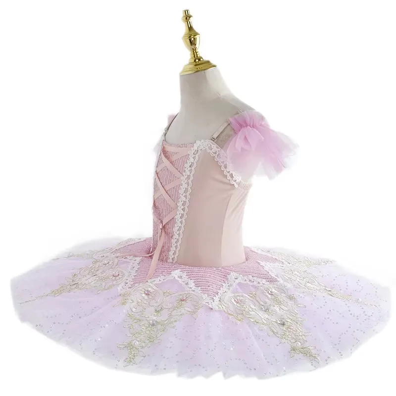 ชุดกระโปรงบัลเลต์สีขาวสำหรับเด็กผู้หญิง ลายหงษ์หงอนขาว ชุดบัลเลต์สำหรับการแสดงเต้นรำ ชุดเต้นรำสำหรับการแสดง